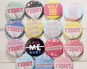 EXO kpop button pins / yehet / kkaebsong / growl / call me baby / monster / wolf 88 pins button badges | exo pins | exo badges | kpop pins