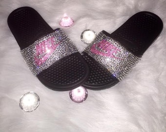 glitter nike slides