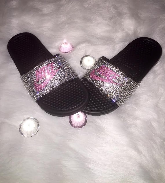 One of a KIND Nike Slides by KandiKickzbyFe on Etsy