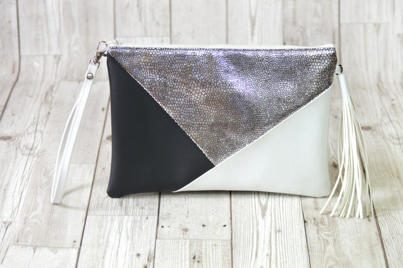 black & silver clutch bag