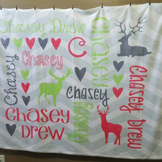 Items similar to Personalized Baby Blanket, Monogram Blanket, Elk, Deer