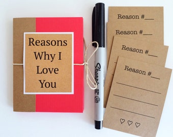 SALE Reasons Why I Love You Book, Boyfriend Gift, Mini I Love You Because Book, Husband Gift, Love Notes, Valentines Day Gift, Anniversary