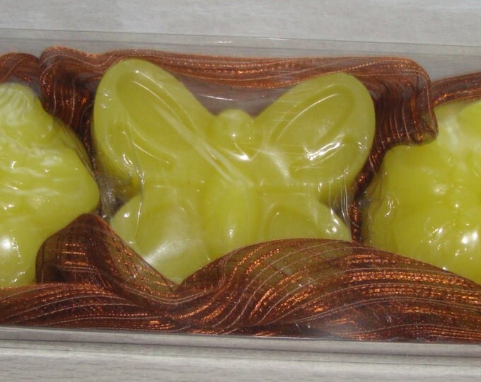 Three Luxury Scented Soaps in Yellow Colour & Lemon Smell - Elegant Gift Set in Brown/Yellow for Anyone, Any Occasion: Feast,Party,Ceremony