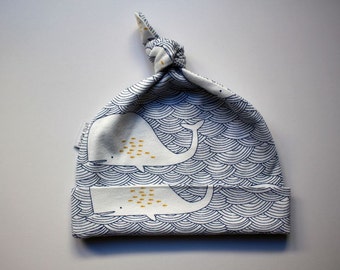 Baby Beanie / Baby Hat / Newborn Beanie / Topknot Beanie - Whale Tales - FREE SHIPPING* by Little Dreamer