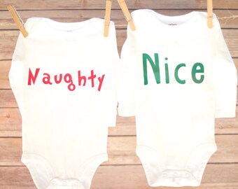 Naughty and Nice Christmas Shirts, Naughty Nice Baby Shirts, Sibling Christmas Shirts, Twin Christmas Shirts, Naughty Nice Toddler Shirts