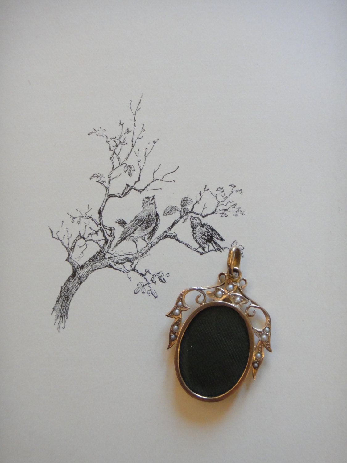 Antique 9ct gold double sided photo frame set with 11 seed pearls Haute Juice