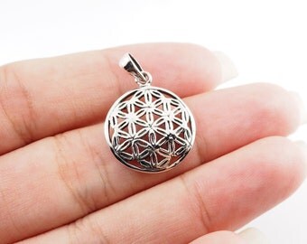 16 mm - Flower of Life Pendant Charm, DIY Accessory Necklace , 925 Sterling Silver , MI.21/PE25