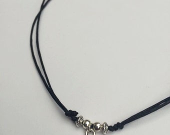Ohm Necklace, Adjustable Black Cord Necklace, Ohm Choker, Charm Necklace, Buddhist Yoga Jewellery, Hippie Necklace, Gypsy, Zen Jewellery