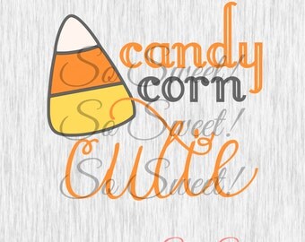 Candy Corn Cutie SVG / DXF Cut File Quote Saying TShirt Words Cursive Swirl Fancy Cute Halloween Fall Lettering Svg Silhouette Girls Shirt
