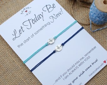 First Day of School Bracelet Anxiety Separation Bracelet New Start Wishing Bracelet Silver Compass Charm Make a Wish Bracelet Kids Bracelets