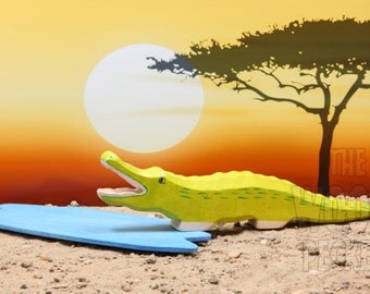 Wooden Crocodile Toy, Africa Animals, alligator toy, Waldorf Crocodile toy, wooden Alligator, Africa animals toys, alligator figurine