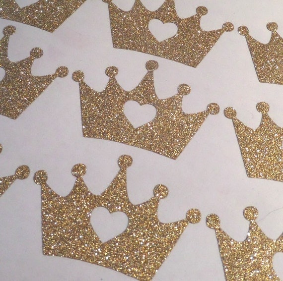 27 Gold Glitter Crown stickers with heart gold crown
