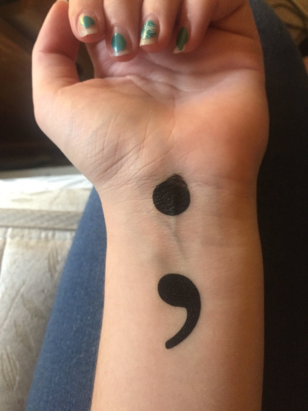 2 Semi Colon Suicide Prevention Temporary Tattoo by TabooTattoo