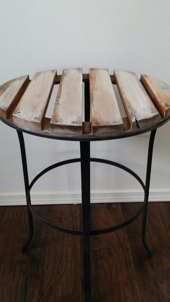 Rustic Round End Table/Nightstand Made From Reclaimed Wood