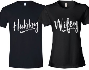 Husband and Wife Shirts. Just Married Shirts. Couples Shirts. Honeymoon Shirt Package. Hubby and Wifey Shirts. Hubby Shirt. Wifey Shirt.