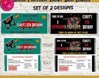 Black Panther Party Candy Bar Wrappers Printable, Black Panther Candy Bars, Superhero Candy Bar Wrappers, Black Panther Party Favors