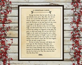 A CHRISTMAS CAROL - Book Page Wall Art - Book Lovers Large Wall Poster- Great For Christmas Decor Or Gift