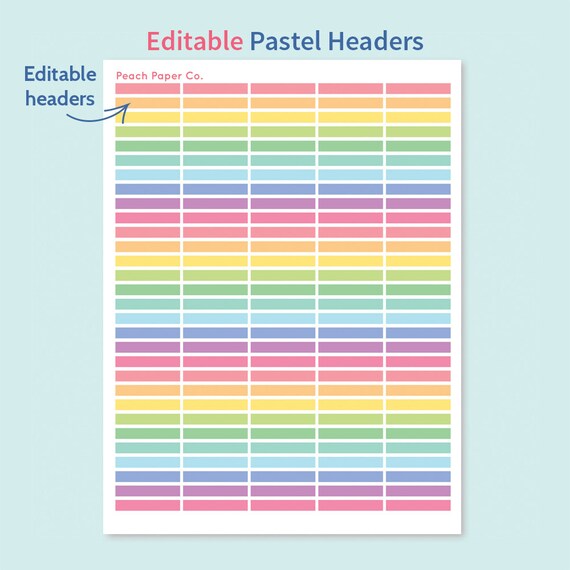 Printable Planner Headers | items similar to editable pastel headers printable Printable Planner Headers | items similar to editable pastel headers printable