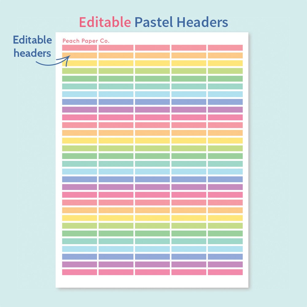 editable pastel headers printable planner stickers for use