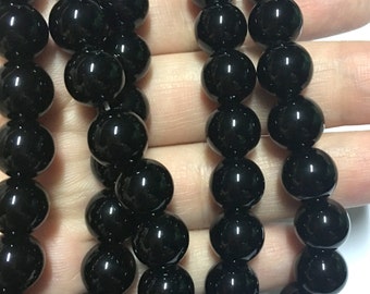 10mm Black Obsidian Gemstone Beads - 14.5inch Full strand - Round Gemstone Beads - Black Gemstone Beads