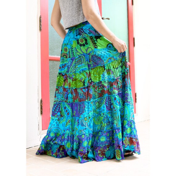 maxi cotton tiered skirts
