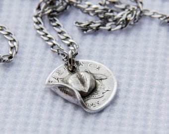 Australian ANZAC Six Pence Coin Slouch Hat - Pendant Necklace