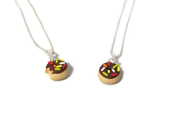 Chocolate Best friend Vanilla donut necklace, donut necklace, Donut charm, Polymer clay charm, clay charm, food charm, novelty jewelry,