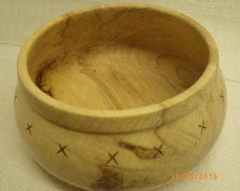 Hand turned Salicaceae wooden bowl w/food safe finish