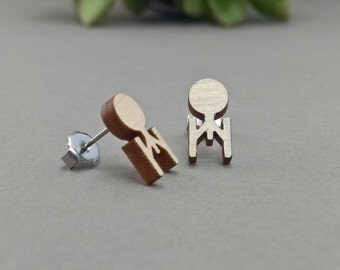 FREE US SHIPPING - Star Trek Enterprise Post Earrings - Laser Engraved Wood Earrings - Hypoallergenic Titanium Post Earring Pair