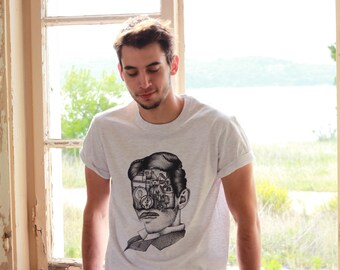 Nikola Tesla Mans Tshirt , Science Tshirt , Steampunk Tshirt , Cool Handmade Tshirt , Geek Tshirt , Custom Tshirt
