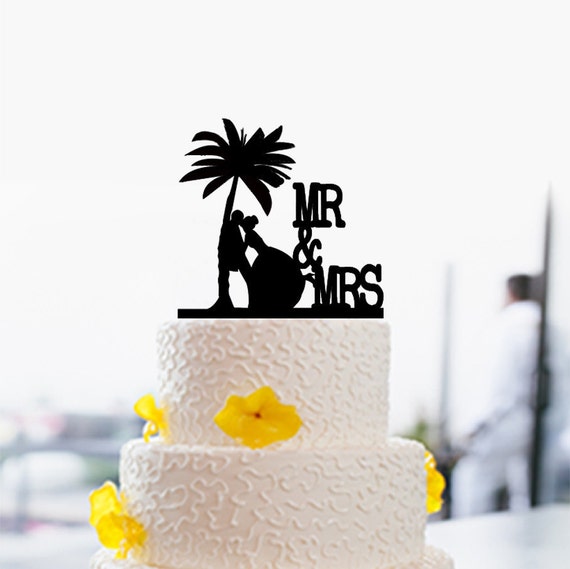 Mr And Mrs Wedding Cake Topper Palm Tree Cake By DreamsGarden