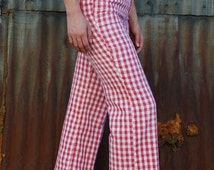 mens red checkered pants