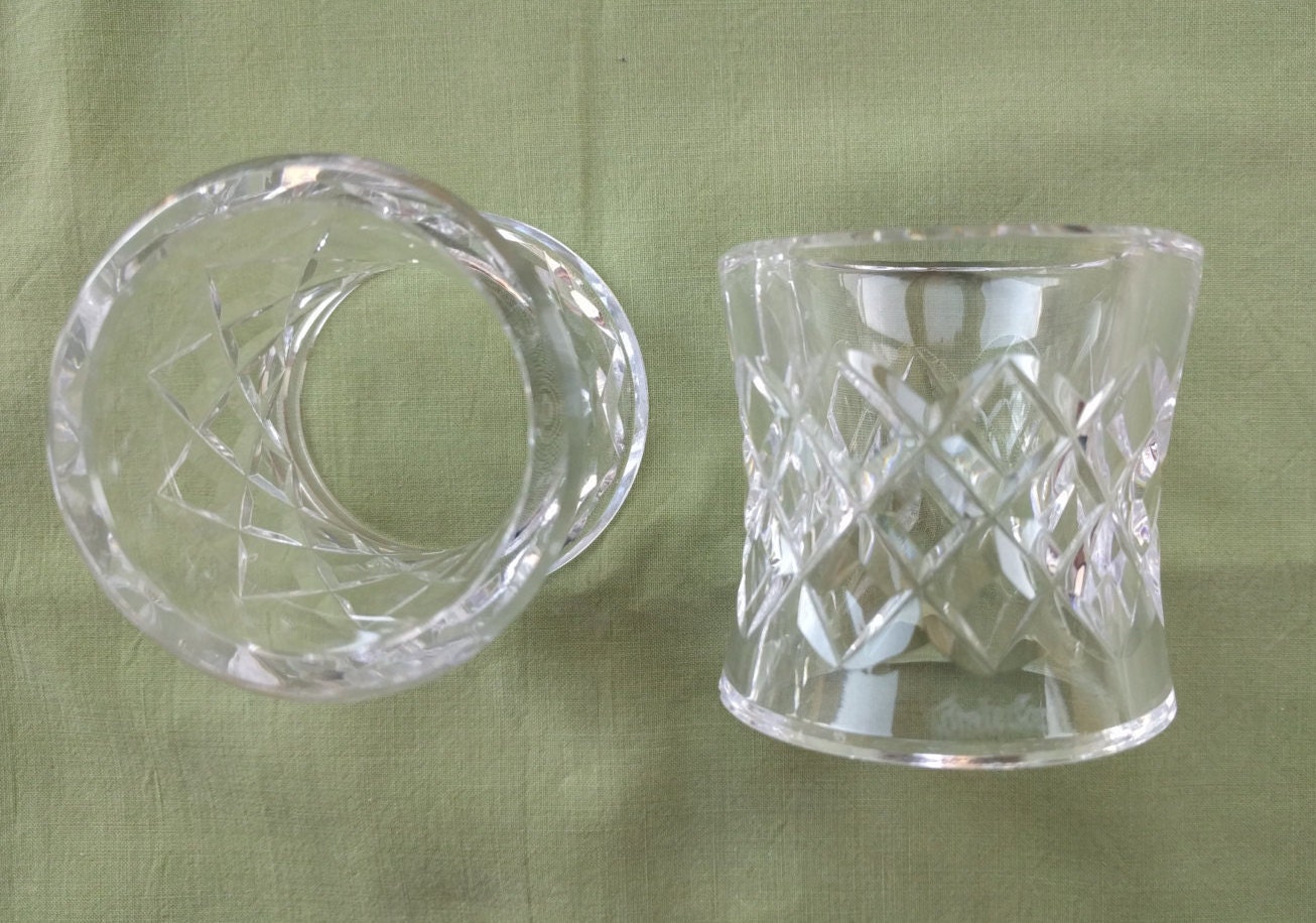 WATERFORD CUT GLASS Napkin Rings Pair Round Vintage