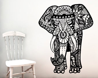 Elephant Wall Decal Vinyl Stickers Yoga Ganesh Decals Tribal Buddha Om Lotus Home Decor Indie Elephant Wall Art Boho Bedding Bedroom ZX184