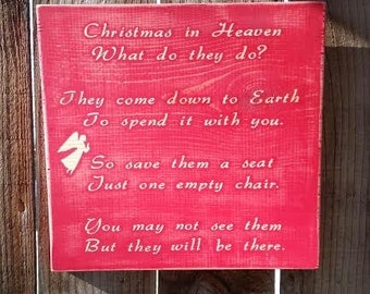 Christmas Signs - Christmas in Heaven Sign - Christmas In Heaven - Holiday Decor - Christmas Decorations - Christmas Gifts - Xmas Decor