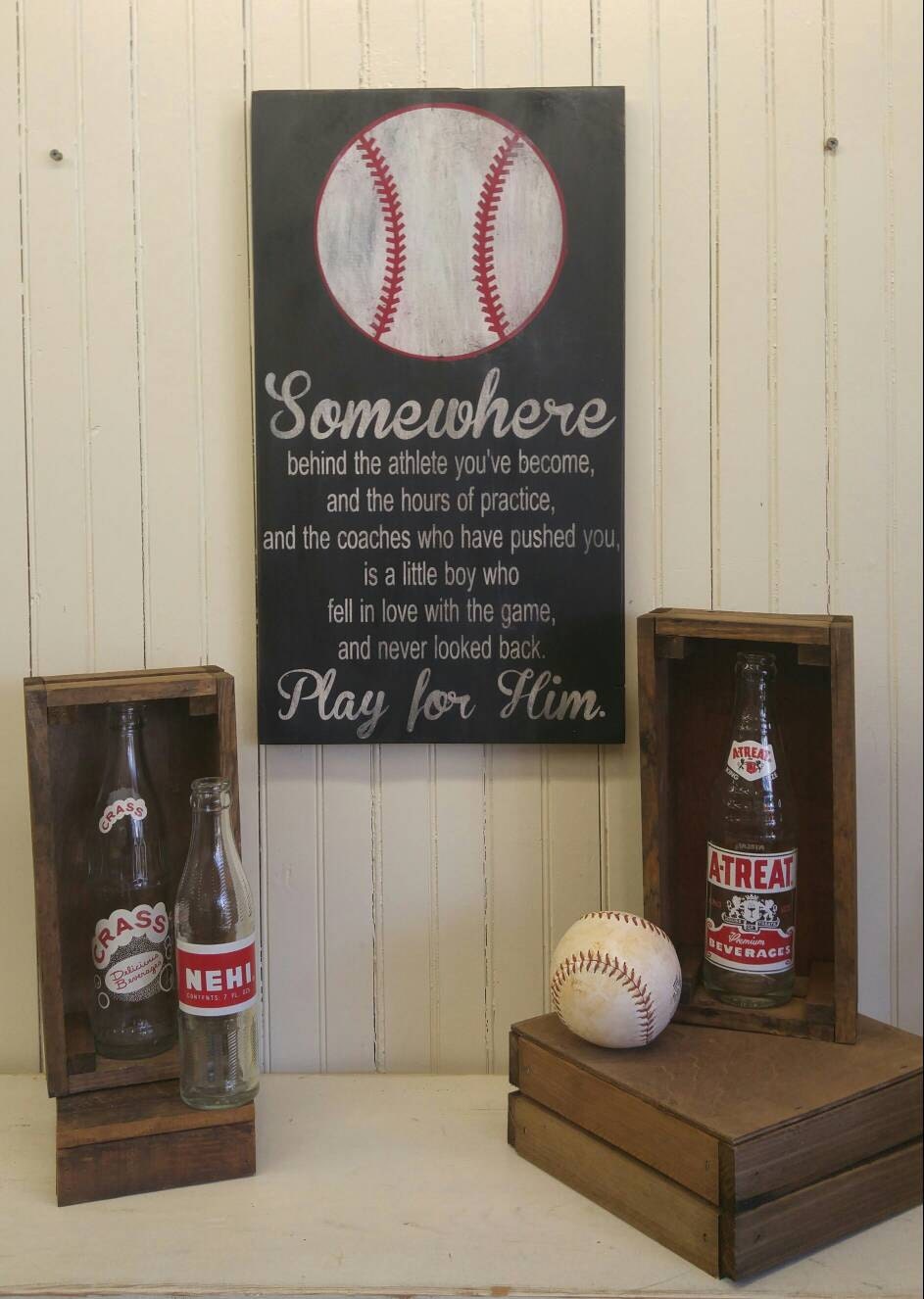Play for Him Baseball Art Gift for Ball Player Unique