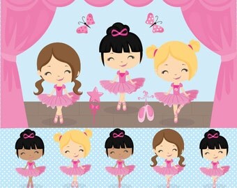 Ballet Clipart, Ballerina Clipart, Dance Clipart, Vector Ballet Clipart, Ballet DIgital Papers, Commercial License Included