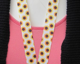 sunflower lanyard breakaway handmade ribbon Id Holder keyring flower summer spring