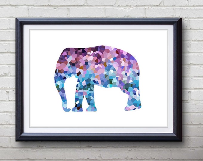 Purple Elephant Print - Home Living - Wildlife Painting - Wildlife Elephant Art - Wall Decor - Home Decor, House Warming Gifts