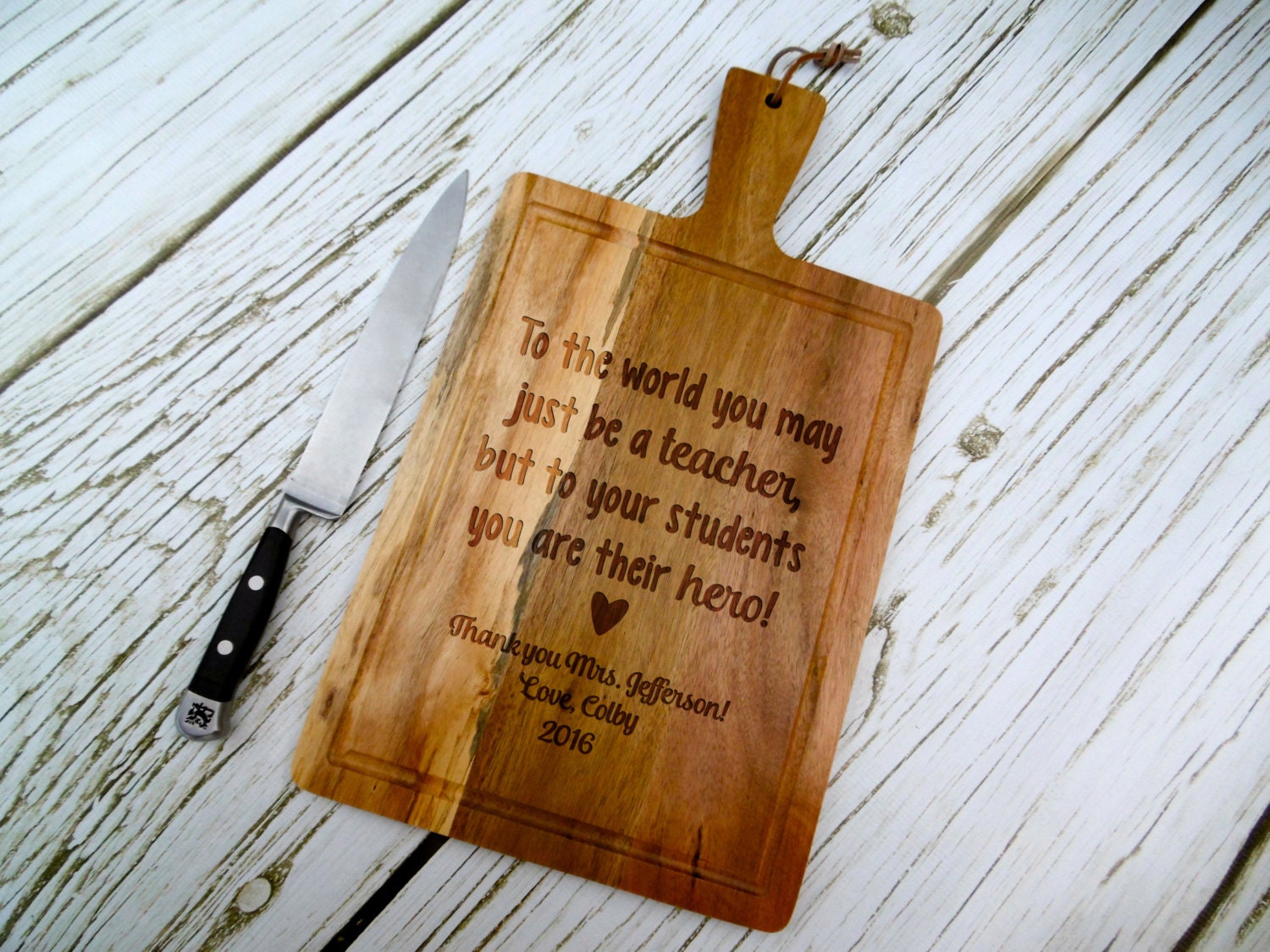 Personalized Teacher Quote Cutting Board Teacher Gift