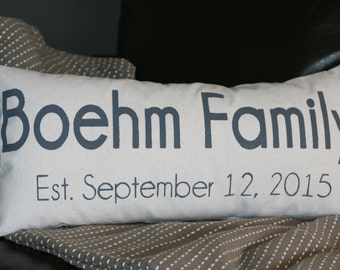 Date Pillow, Personalized Pillow, Custom Pillow, Family Pillow, Wedding Date Pillow, Anniversary Gift, Bridal Shower Gift, Lumbar Pillow