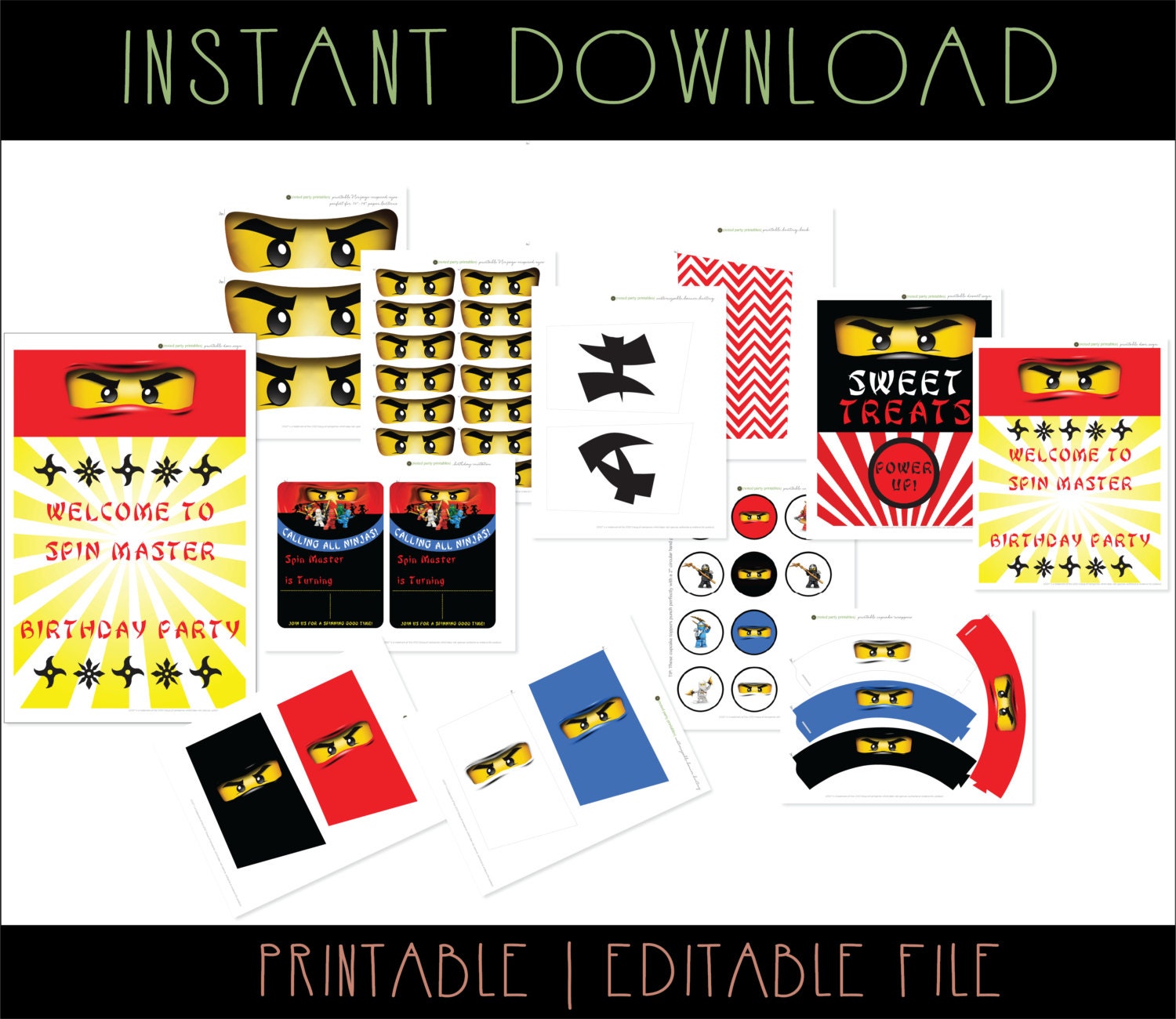 Ninjago Printable Party Kit Ninjago Birthday Invitations