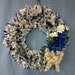 20" Blue, Cream and Gold Shabby Chic Wreath