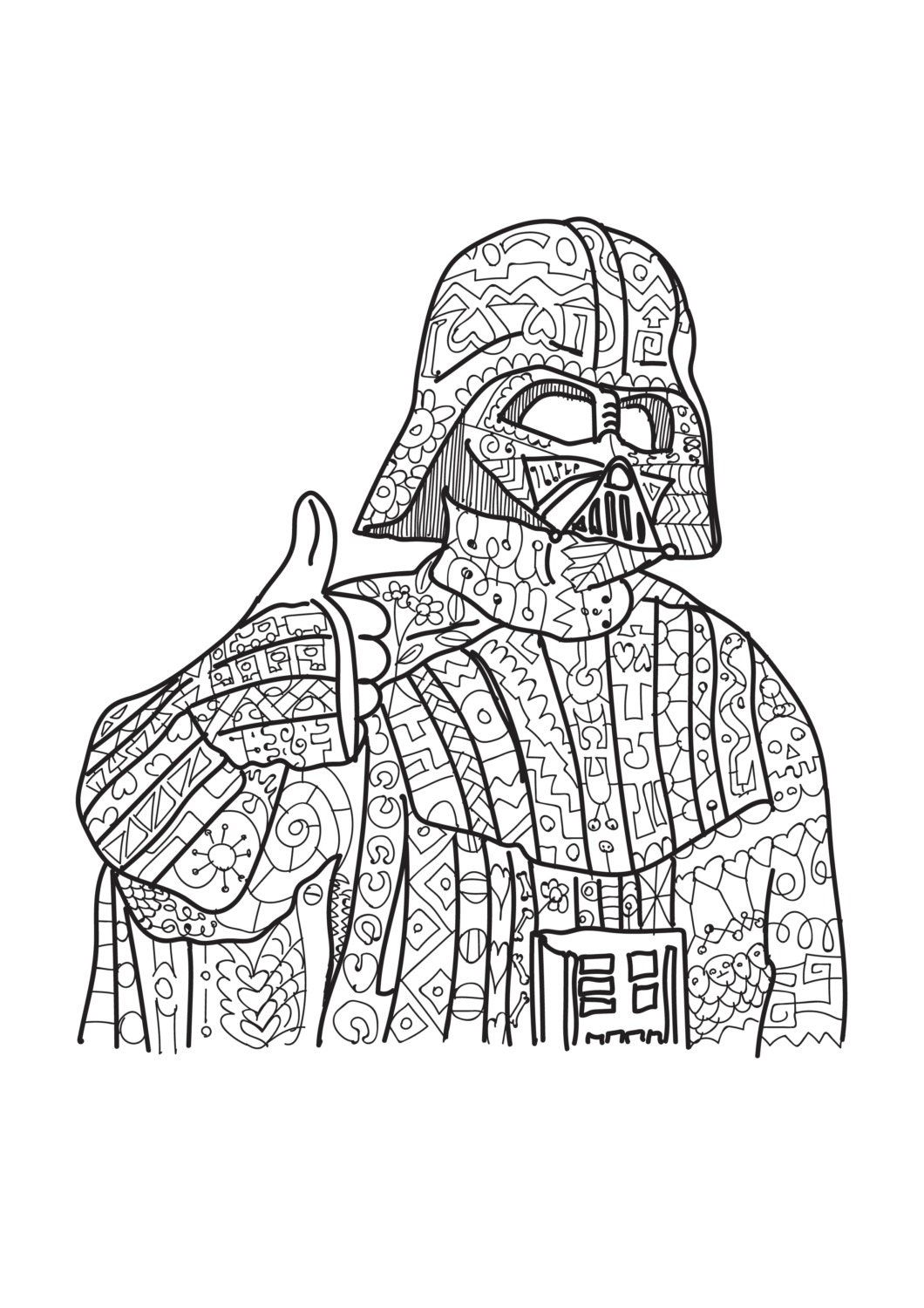 Darth Vader. Star Wars coloring page. Adult coloring.