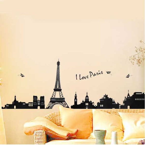 LOVE PARIS Eiffel Tower PVC Removable Wall Stickers by Ohomeme