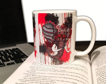Elephant Coffee Mug - 11oz. Mug - Animal Coffee Mug - Royal Elephant - Tribal Art - Drawing - Markers - Watercolor Painting