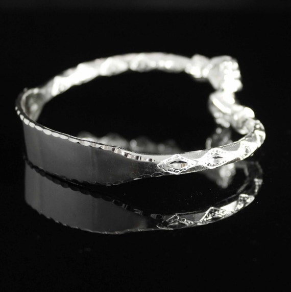 Thick Engravable Fist West Indian Bangle in Sterling Silver