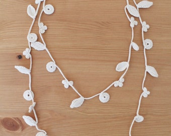 SALE -20% | Delicate Ivory-White Crochet Necklace
