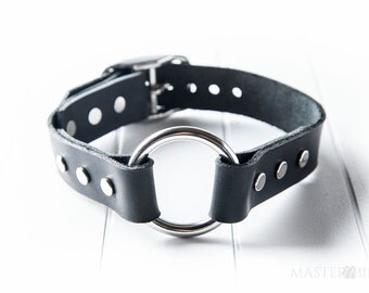 Bondage Collar, Leather Collar, bdsm collar, slave collar, black leather collar, leather choker, black bondage collar COLL-001