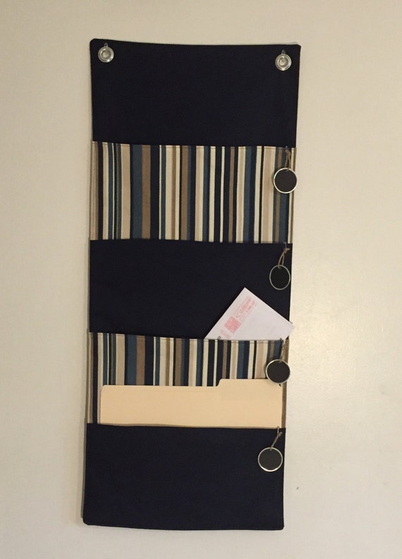 Navy 4 Pocket hanging file folder organizer wall organizer